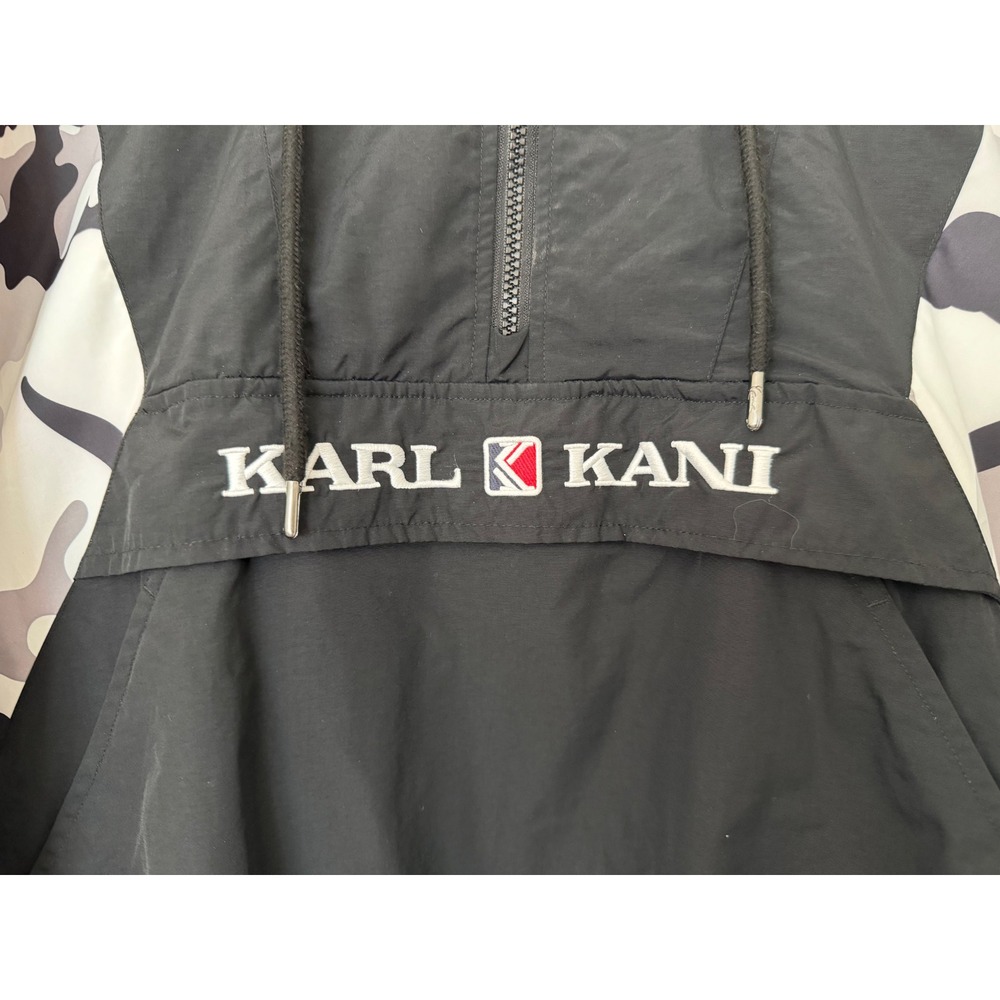 Karl Kani XS Black White Camo Anorak Pullover Hooded Windbreaker KKWQ41930 - Picture 3 of 7
